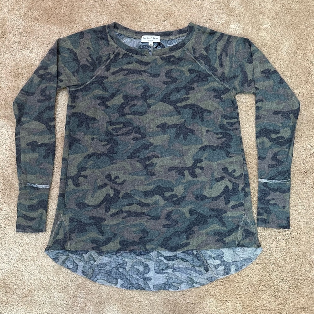 Michael Stars Madison Brushed Camouflage Long Sleeve Top New XS